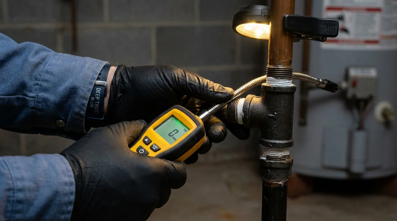 Gas leak detection with electronic sniffer by Johns Plumbing LLC in Wilkesboro