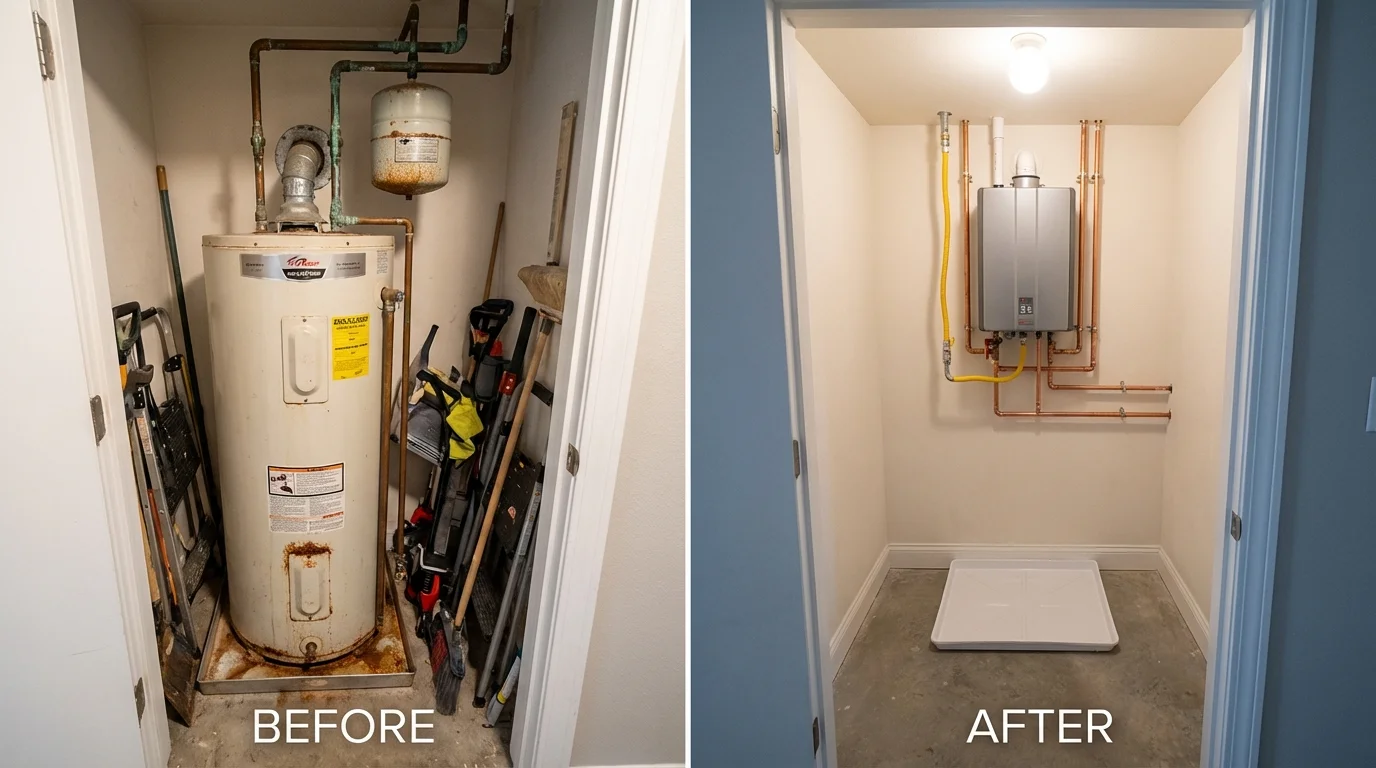 Tank water heater versus wall-mounted tankless unit comparison for Wilkesboro, NC homeowners